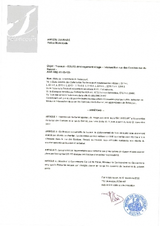 ARR2022-11-18-159 AMENAGEMENT VIRAGE INTERSECTION RUE DES COMBES RUE DU BANNOT