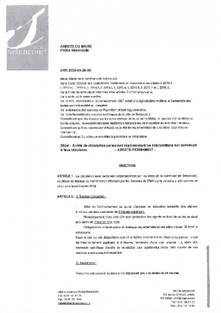 ARR2024-01-29-08 ARRETE PERMANENT CIRCULATION REGLEMENTANT LES INTERVENTIONS SUR CARREFOUR A FEUX