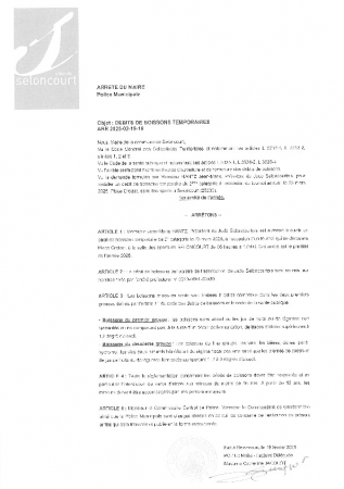 ARR20250219-18 Arrêté de débit de boisson temporaire Judo Seloncourtois - HANTZ Jean Marie - tournoi annuel - 23032025
