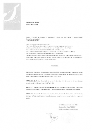 ARR20250305-20 Arrêté de circulation pour travaux -Extension réseau gaz - Rue d'audincourt Parking église Saint Laurent - SAS Haefeli