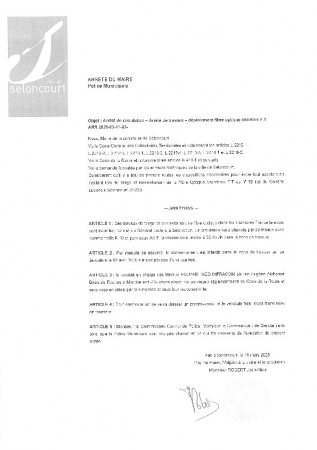 ARR20250311-25 Arrêté de travaux EQUANS 52 rue du général leclerc raccordement fibre