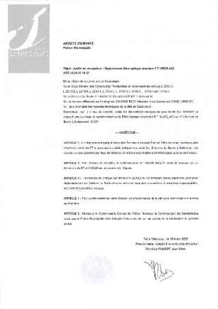 ARR20250318-31 Arrêté circulation passage cable fibre optique 6 bis rue de Berne