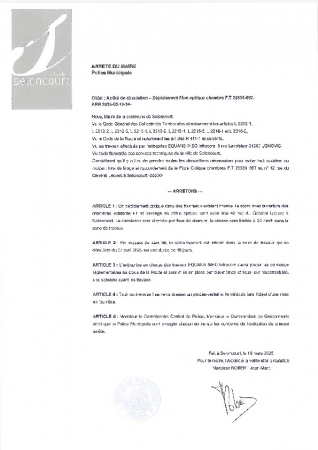 ARR20250318-34 Arrêté circulation passage cable fibre optique  42 rue du Général Leclerc