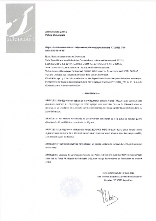 ARR20250318-35 Arrêté circulation passage cable fibre optique 18 rue du Général Leclerc