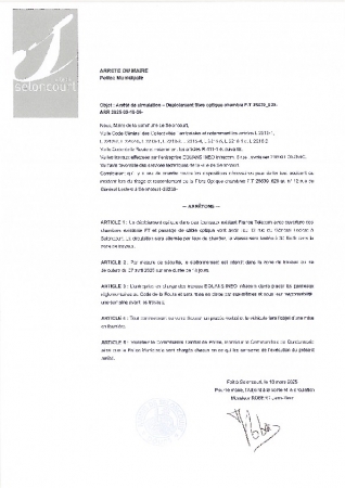 ARR20250318-36 Arrêté circulation passage cable fibre optique 12 rue du Général Leclerc