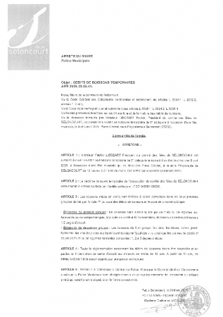 ARR20250328-41 Arrêté d'autorisation d'ouverture temporaire d'un débit de boissons - comité des fêtes de Seloncourt 4 et 5 avril 2025