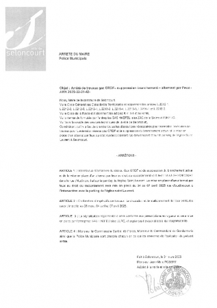 ARR20250331-42 Arrêté de police de la circulation rue audincourt - église saint Laurent - alternat par feux - SAS HAEFELI