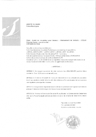 ARR 20250415-52 Arrêté de circulation pour travaux - abaissement de trottoirs - Rue de la côte - COLAS Franche-Comté