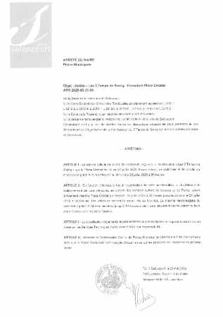 ARR20250523-65 Arrêté de ciruculation stationnement interdit place Croizat du 16 au 20 juillet 2025 Jazz