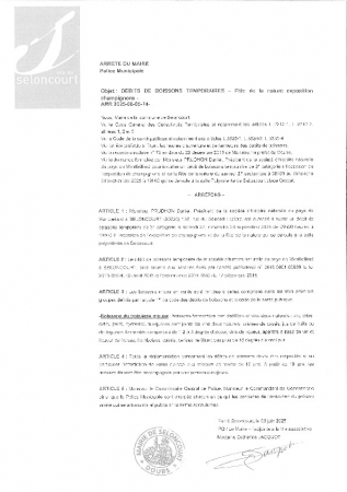 ARR 2025-06-05-74 Arrête d'autorisation d'ouverture temporaire d'un débit de boissons - Fête de la nature exposition champignons - 27 et 28  septembre 2025