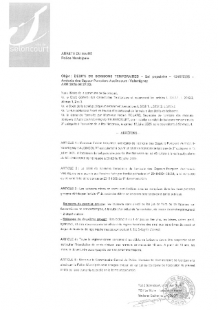 ARR20250627-82 Arrêté ouverture de débit de boissons temporaire Amicale Pompiers bal 13 juillet