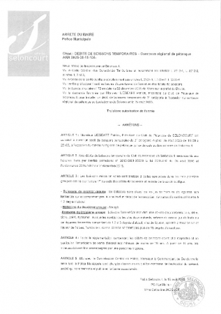 ARR20250818-106 Arrêté d'autorisation d'ouverture d'un débit provisoire de boissons - concours régional de pétanque - pétanque Seloncourtoise - 28.08.2025