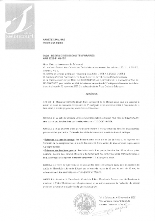 ARR20251103-126 Arrêté d'autorisation de d'ouverture d'un débit de boisson - foire à tout - MPT - 30.11.2025