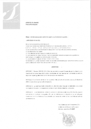 ARR20251114-132 Arrêté temporaire vente de sapin sur domaine public du 28 novembre au 25 décembre 2025