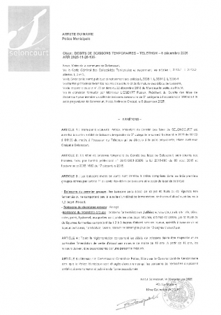 ARR20251120-135 Arreté d'autorisation d'ouverture termporaire d'une débit de boissons comité des fêtes téléthon 2025