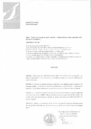 ARR20251210-140 Arrêté de circulation pour travaux - raccordement conduite AEP - rue Neuve - ALBIZZATI