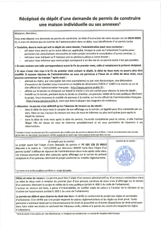 Récépissé de dépot PC 25 00015