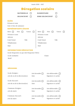 Demande de dérogation 26-27