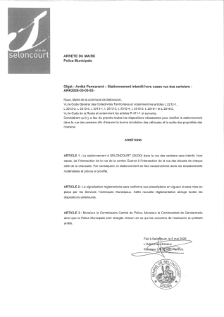 ARR2026-05-05-82 Stationnement interdit hors cases - rue des cerisiers