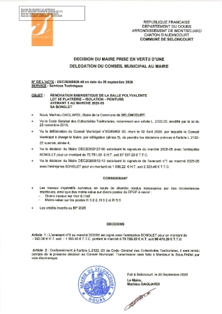 DEC20260928-45 AVENANT N2 MARCHE 202505 RENOVATION ENERGETIQUE SALLE POLYVALENTE - LOT 05 BONGLET