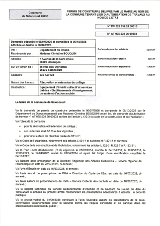 PC 26 00010 DEPARTEMENT DU DOUBS