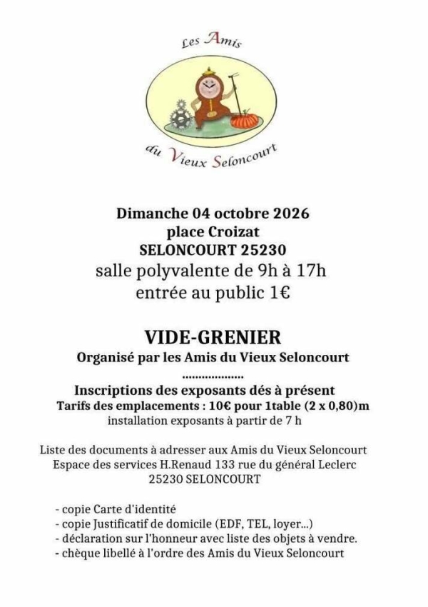 Vide Grenier organisé par Les Amis du Vieux Seloncourt
